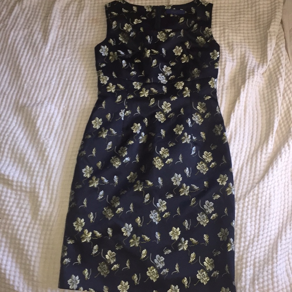 Rope Cute Navy Blue woven floral Dress